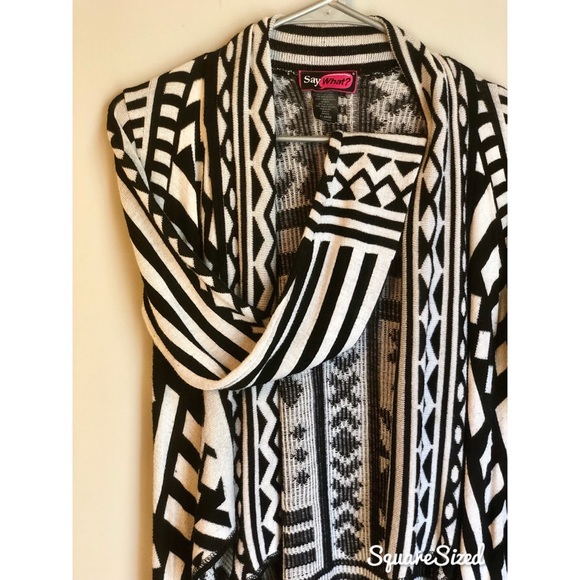 Say What Aztec Black & White Cardigan XL - Picture 6 of 7
